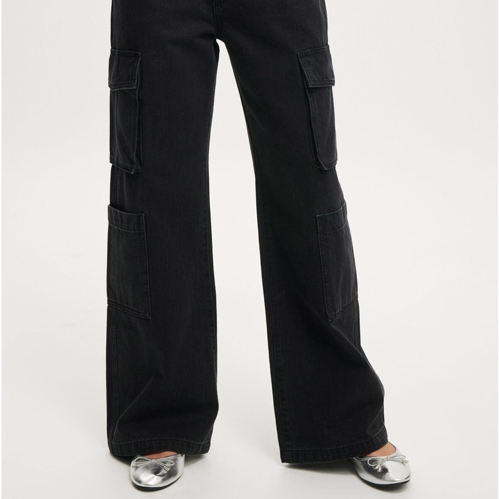 Cotton on cargo wide leg jeans graphite black, new with tags